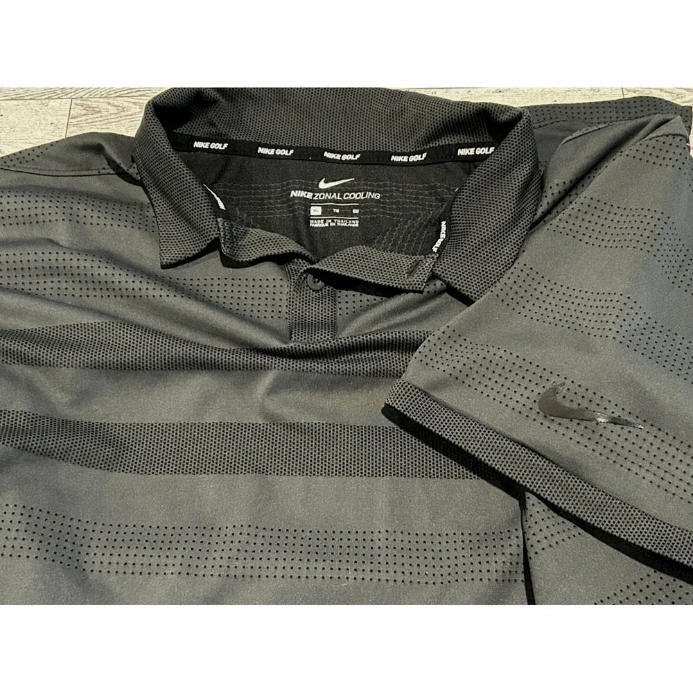 Nike Zonal Cooling Golf Polo Shirt Gray Short Sleeve Mesh Performance XL‎ XLARGE